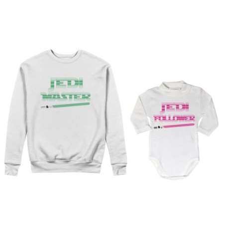 Coordinato felpe o body lupetto neonato madre figlio jedi master jedi follower Per la mamma