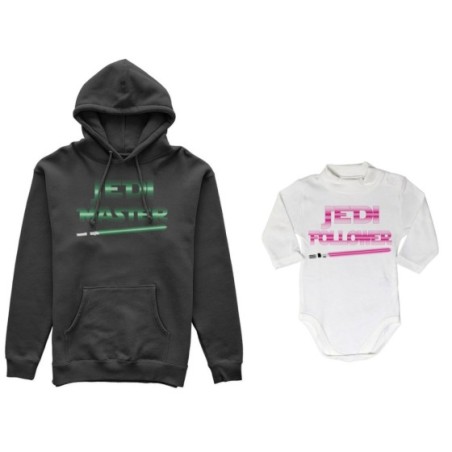 Coordinato felpe o body lupetto neonato madre figlio jedi master jedi follower Per la mamma