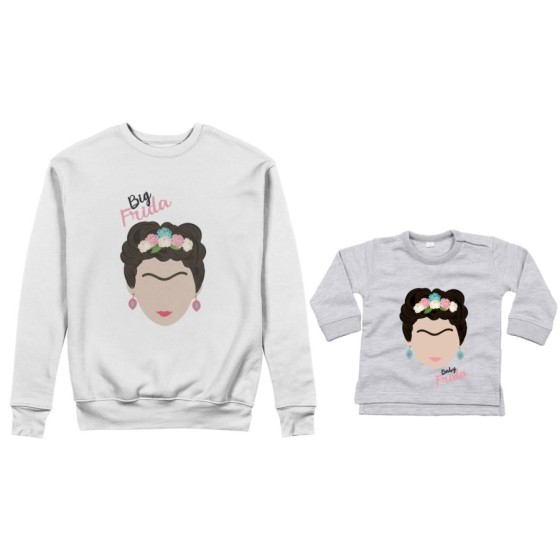 Coordinato felpe o body lupetto neonata madre figlia big frida khalo baby frida khalo Per la mamma