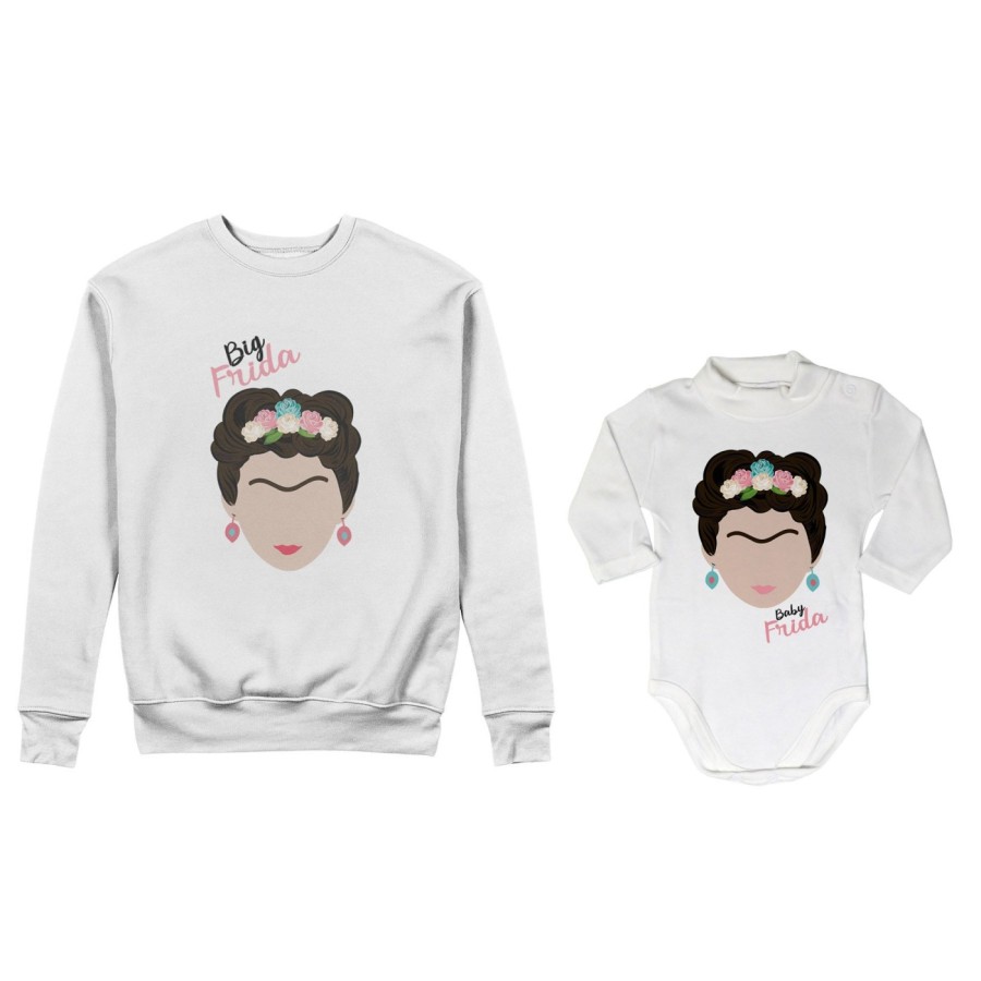 Coordinato felpe o body lupetto neonata madre figlia big frida khalo baby frida khalo Per la mamma