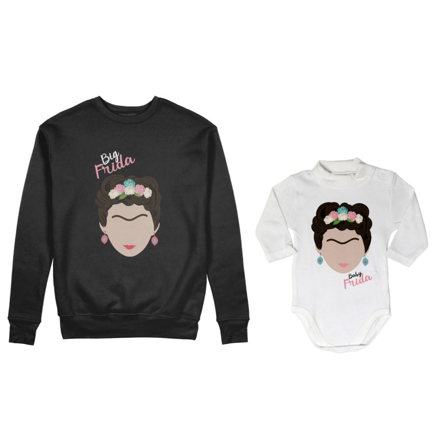 Coordinato felpe o body lupetto neonata madre figlia big frida khalo baby frida khalo Per la mamma