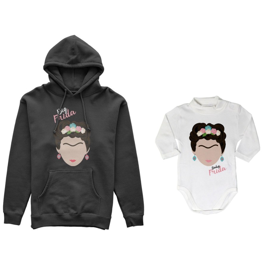 Coordinato felpe o body lupetto neonata madre figlia big frida khalo baby frida khalo Per la mamma
