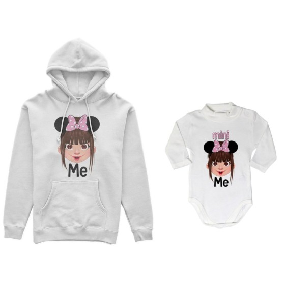 Coordinato felpe o body lupetto neonata madre figlia me mini minnie mouse Per la mamma 2