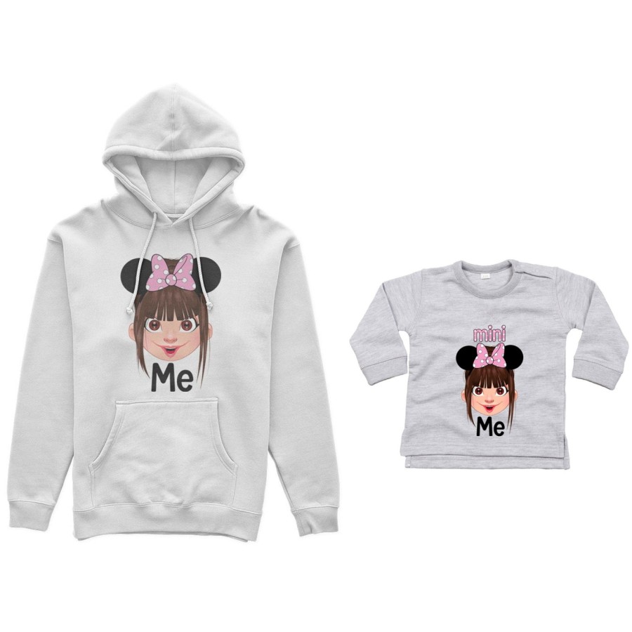 Coordinato felpe o body lupetto neonata madre figlia me mini minnie mouse Per la mamma