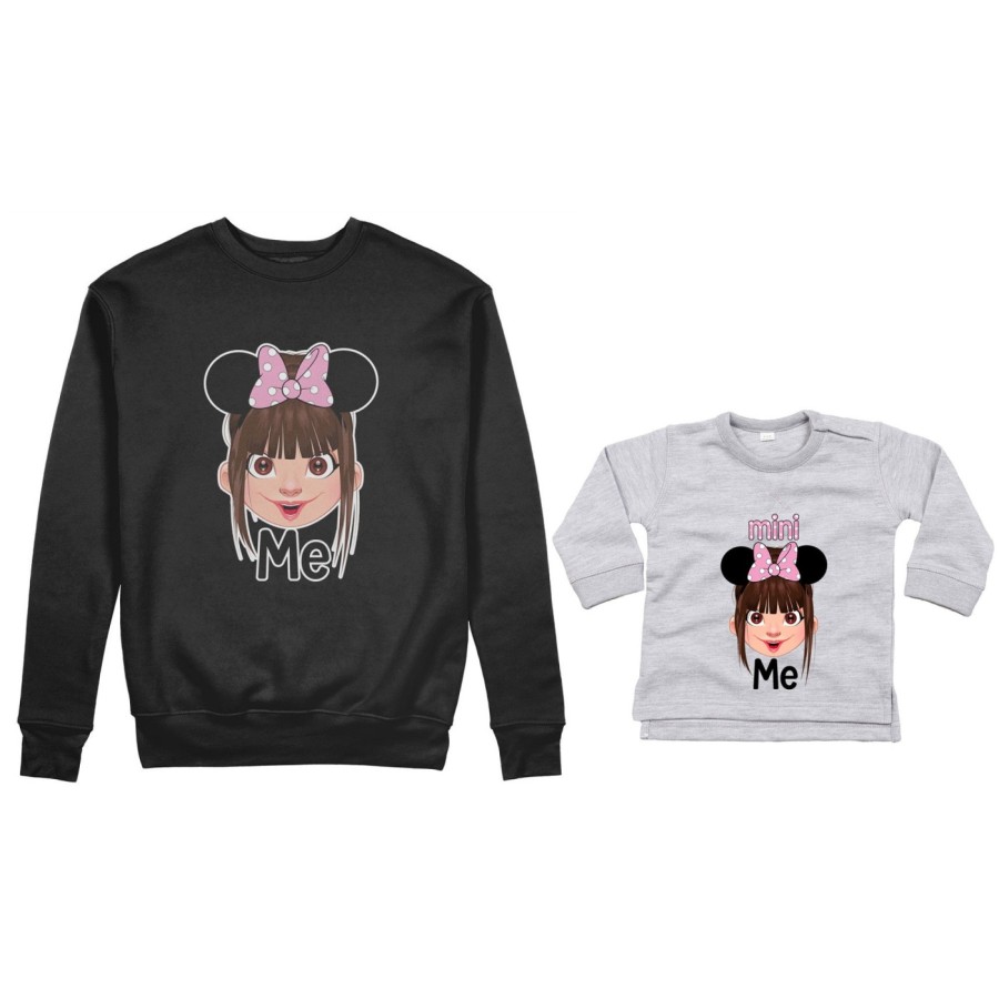Coordinato felpe o body lupetto neonata madre figlia me mini minnie mouse Per la mamma