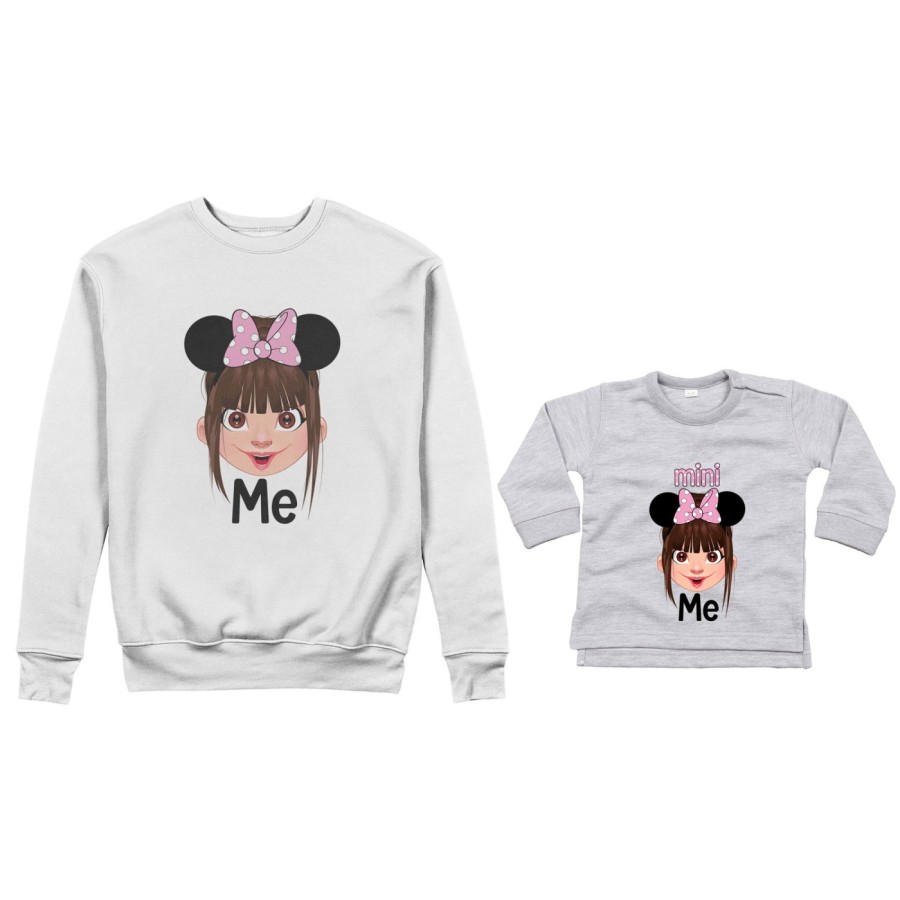 Coordinato felpe o body lupetto neonata madre figlia me mini minnie mouse Per la mamma