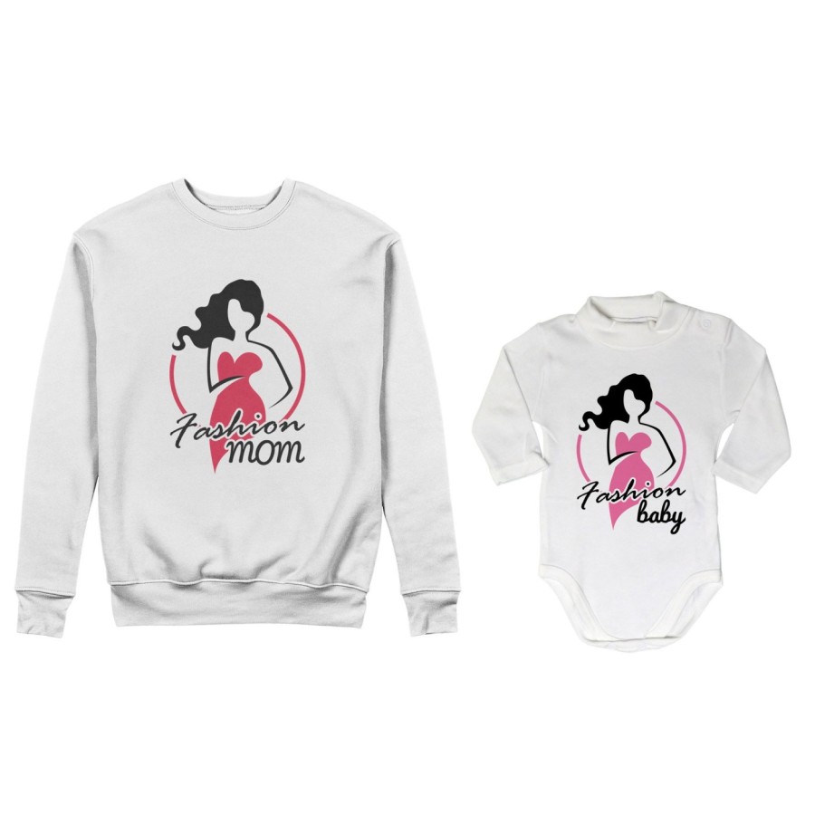 Coordinato felpe o body lupetto neonata madre figlia fashion mom fashion baby Per la mamma