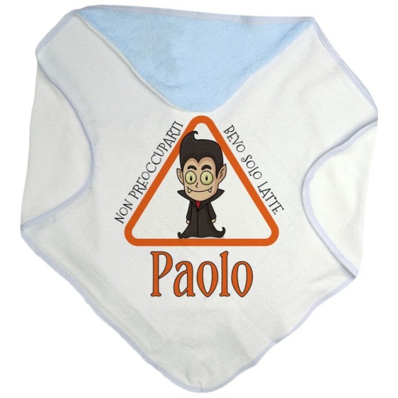 Accappatoio neonato personalizzato con nome non preoccuparti bevo solo latte Halloween