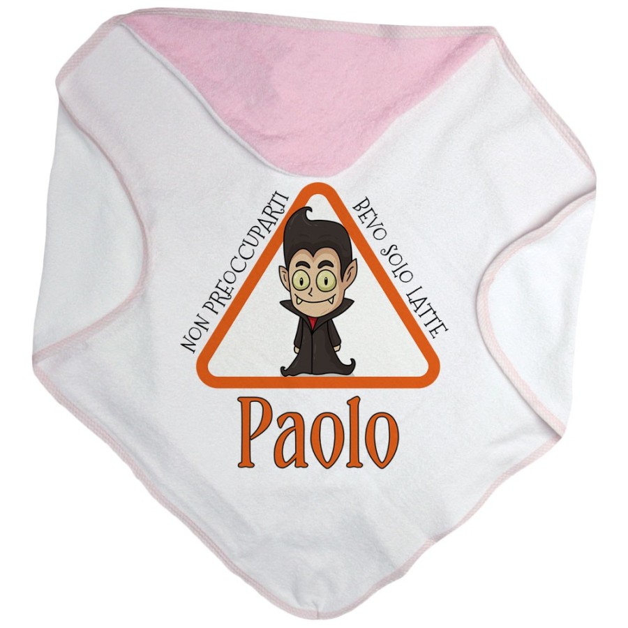 Accappatoio neonato personalizzato con nome non preoccuparti bevo solo latte Halloween