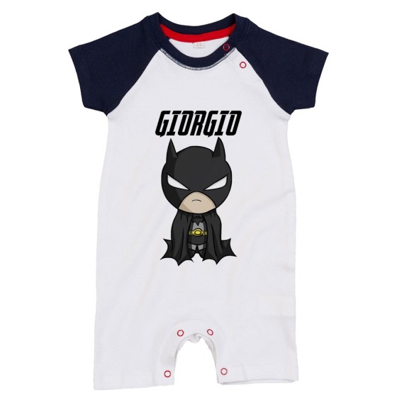 Pagliaccetto neonato personalizzato con nome baby batman Cartoon