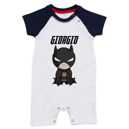 Pagliaccetto neonato personalizzato con nome baby batman