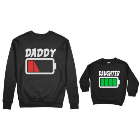 Coordinato felpe padre figlio daddy low battery son...