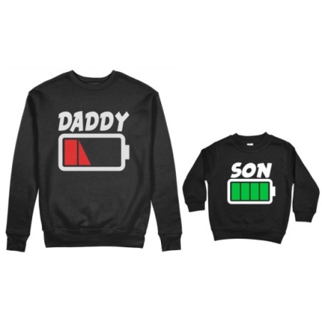 Coordinato felpe padre figlio daddy low battery son daughter super charged Per il papà