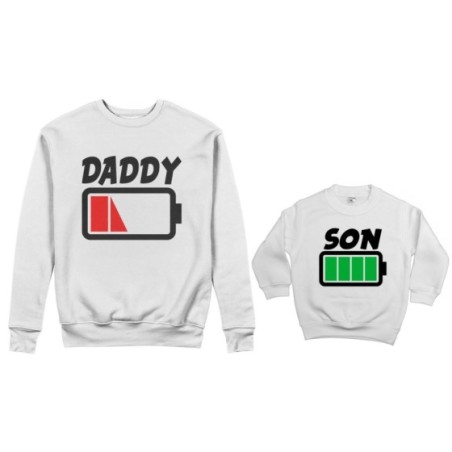 Coordinato felpe padre figlio daddy low battery son daughter super charged Per il papà