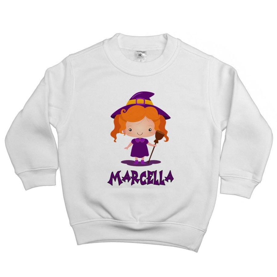 Felpa bambina personalizzata con nome piccola streghetta Halloween