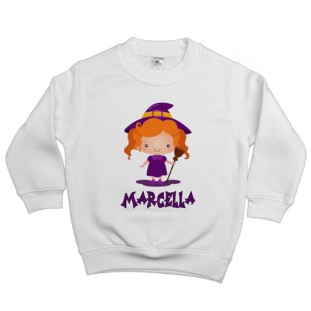 Felpa bambina personalizzata con nome piccola streghetta Halloween
