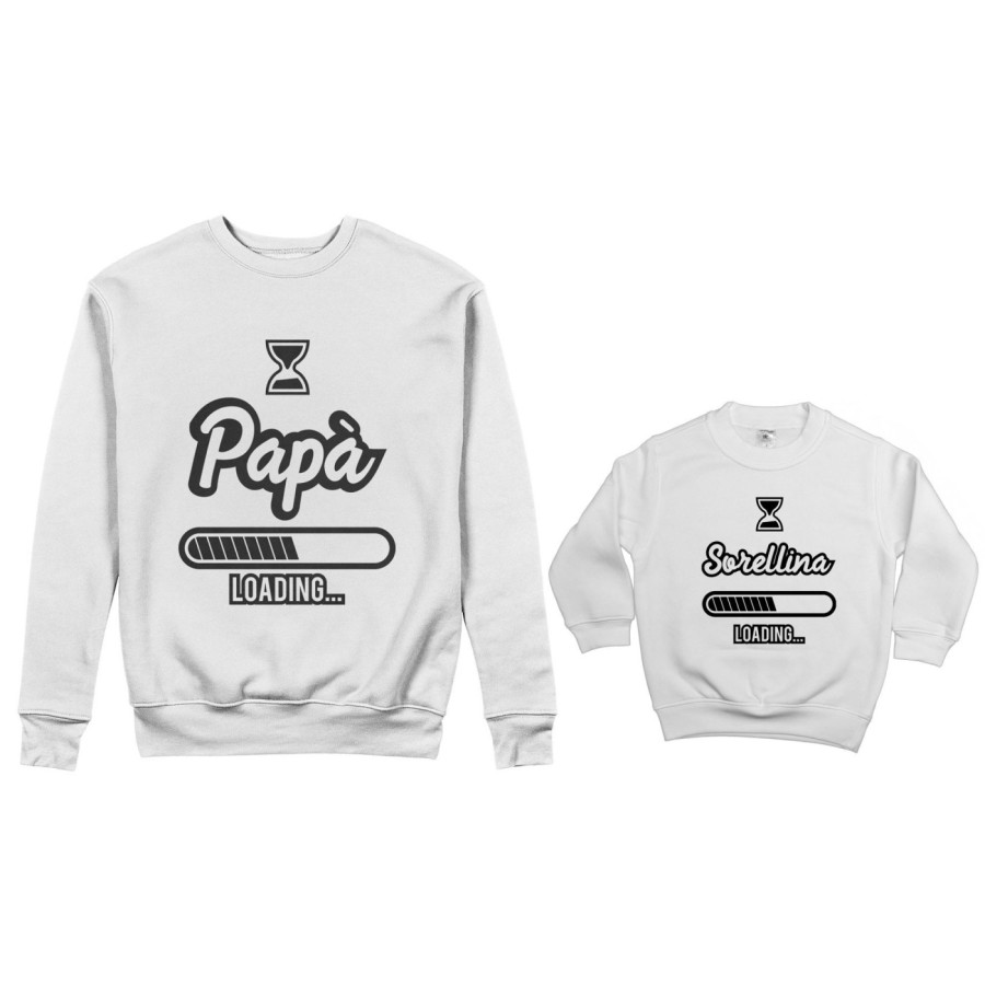 Coordinato felpe padre figlio papà loading sorellina fratellino loading Per il papà