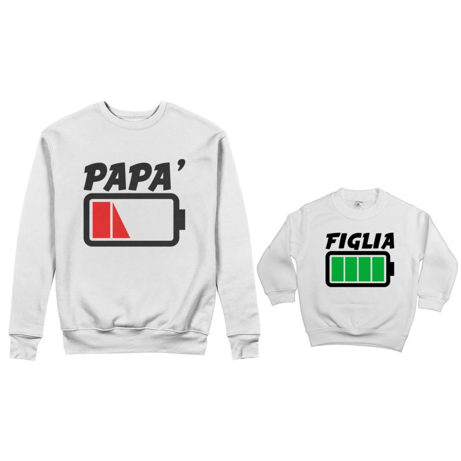 Coordinato felpe padre figlio papà batteria scarica figlia figlio carichissimi! Per il papà