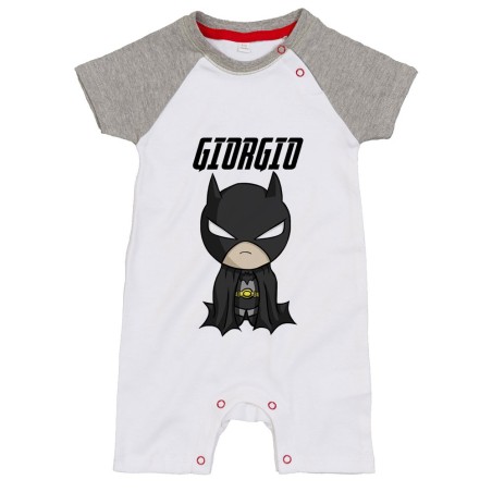 Pagliaccetto neonato personalizzato con nome baby batman Cartoon