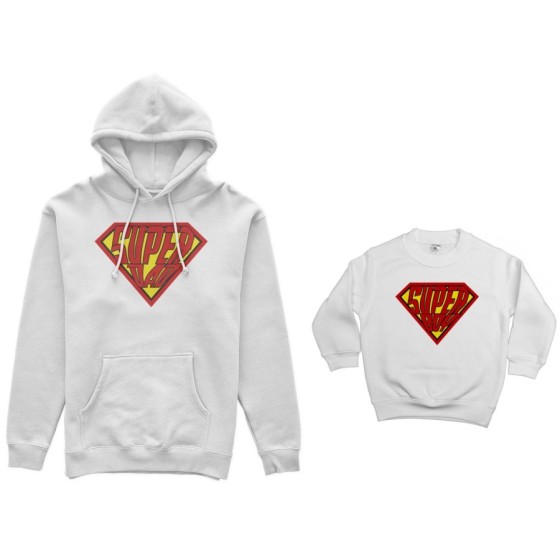 Coordinato felpe padre figlio super dad super boy super girl Per il papà