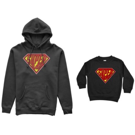 Coordinato felpe padre figlio super dad super boy super girl Per il papà