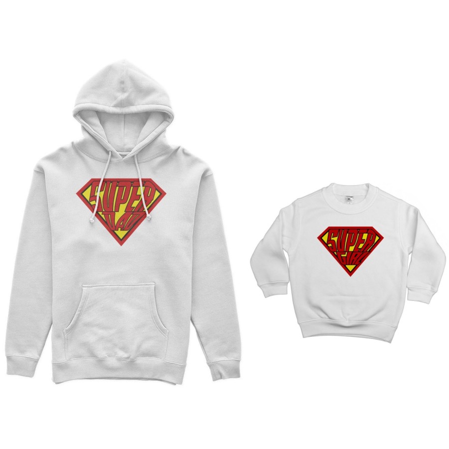 Coordinato felpe padre figlio super dad super boy super girl Per il papà