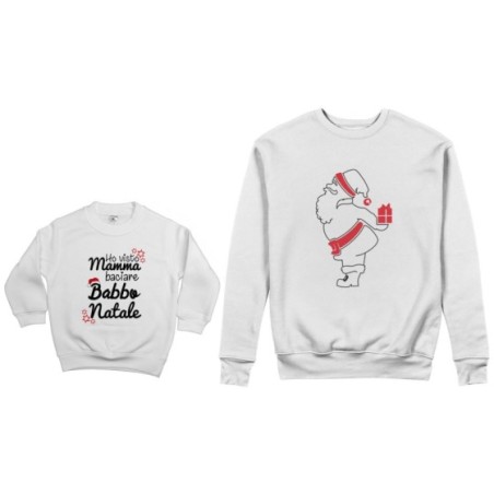 Coordinato felpe padre figlio ho visto mamma baciare babbo natale Natale