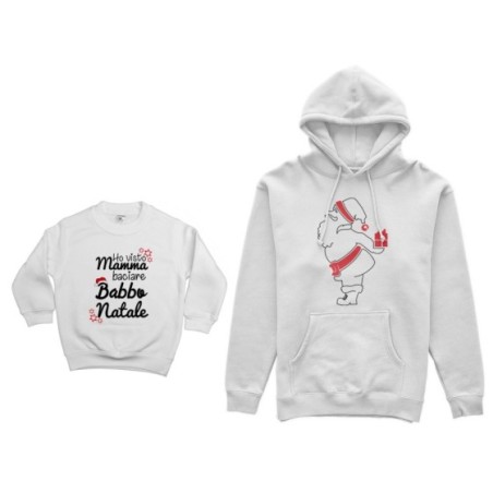 Coordinato felpe padre figlio ho visto mamma baciare babbo natale Natale