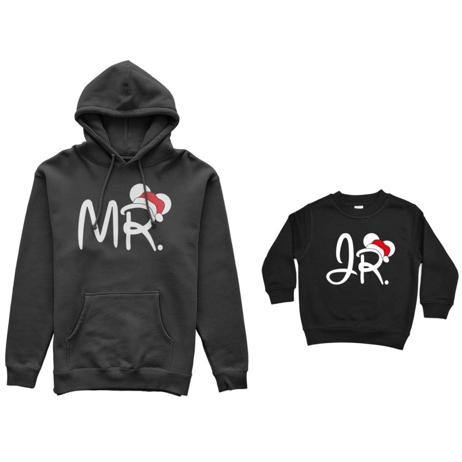 Coordinato felpe padre figlio personalizzabile con nome mr - jr Natale