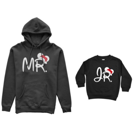 Coordinato felpe padre figlio personalizzabile con nome mr - jr Natale