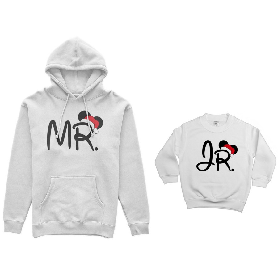 Coordinato felpe padre figlio personalizzabile con nome mr - jr Natale
