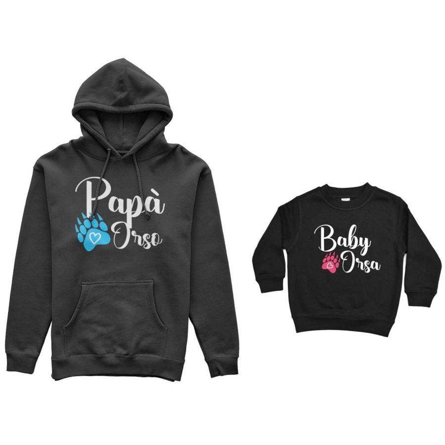 Coordinato felpe padre figlio papà zampa orso Per il papà
