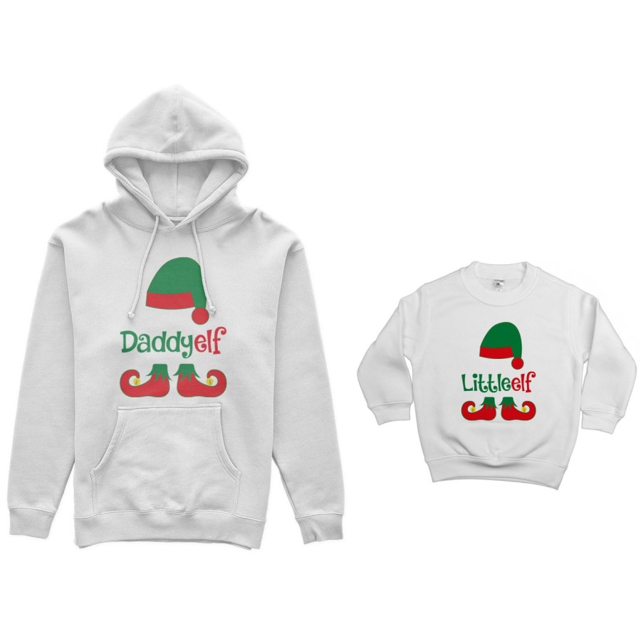 Coordinato felpe padre figlio personalizzabile con nome daddy elf little elf Natale