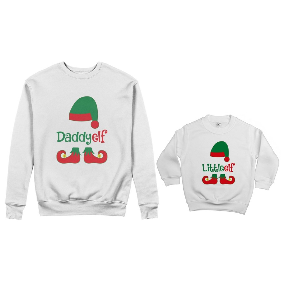 Coordinato felpe padre figlio personalizzabile con nome daddy elf little elf Natale