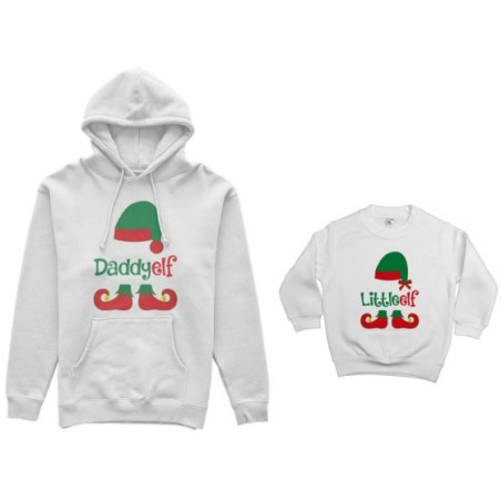Coordinato felpe padre figlio personalizzabile con nome daddy elf little elf Natale
