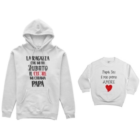 Coordinato felpe padre figlia la ragazza che mi ha rubato il cuore mi chiama papà Per il papà