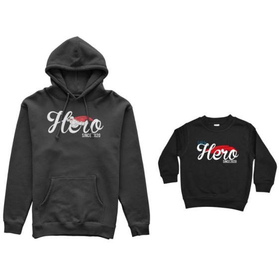 Coordinato felpe padre figlio personalizzato con anno hero since little hero since Per il papà 2