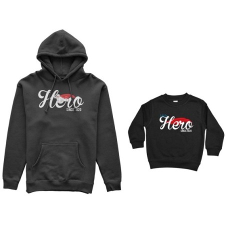 Coordinato felpe padre figlio personalizzato con anno hero since little hero since Per il papà