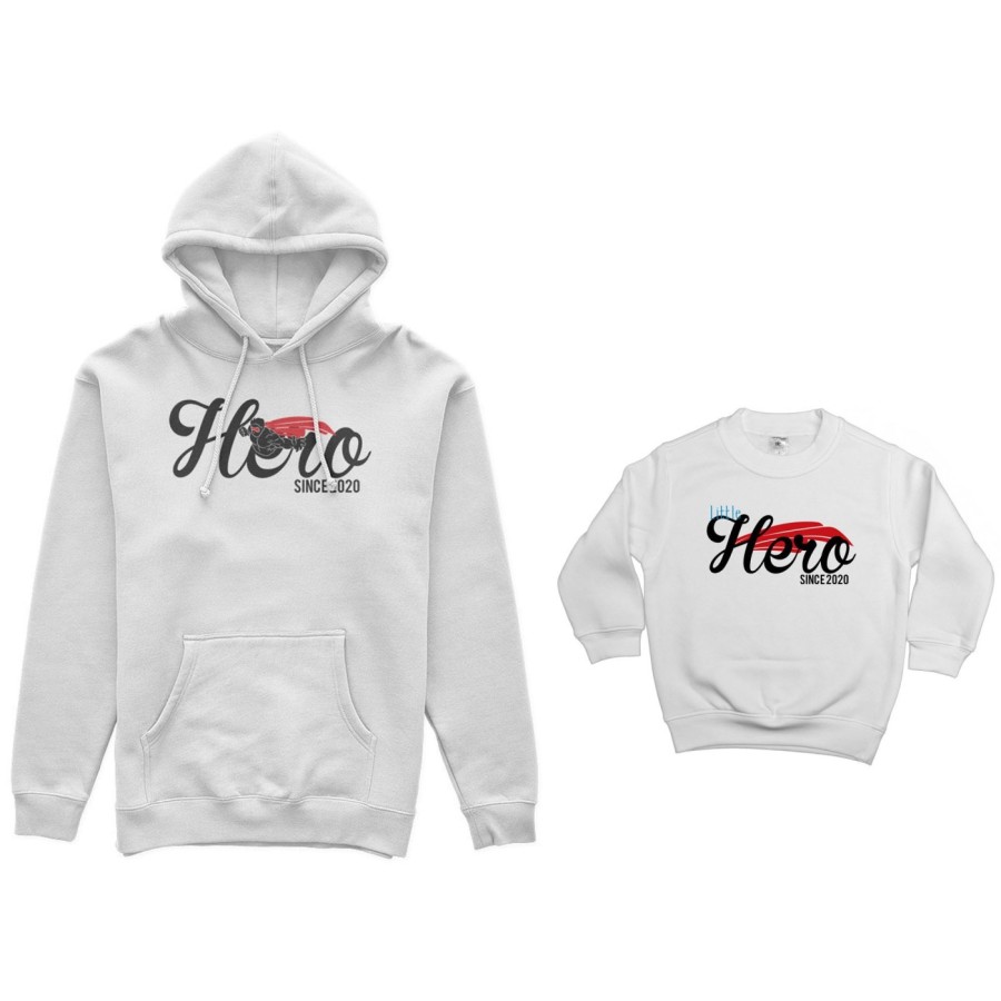 Coordinato felpe padre figlio personalizzato con anno hero since little hero since Per il papà