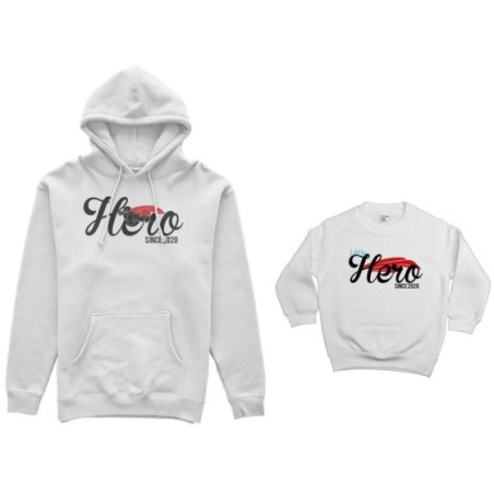 Coordinato felpe padre figlio personalizzato con anno hero since little hero since Per il papà