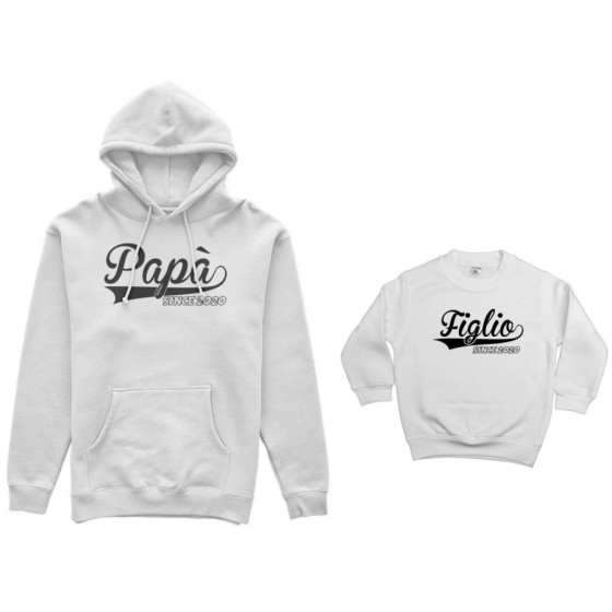 Coordinato felpe padre figlio personalizzato con anno papà since figlio figlia since Per il papà