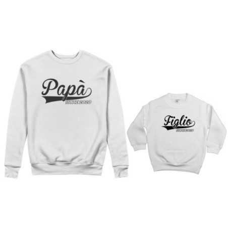 Coordinato felpe padre figlio personalizzato con anno papà since figlio figlia since Per il papà