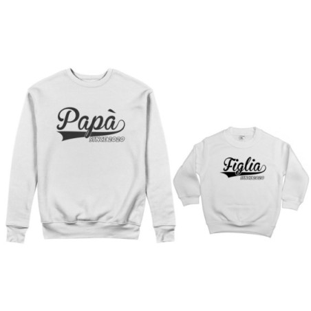 Coordinato felpe padre figlio personalizzato con anno papà since figlio figlia since Per il papà
