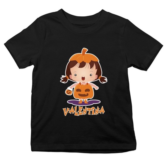 T-shirt bambino personalizzata con nome piccola zucca Halloween