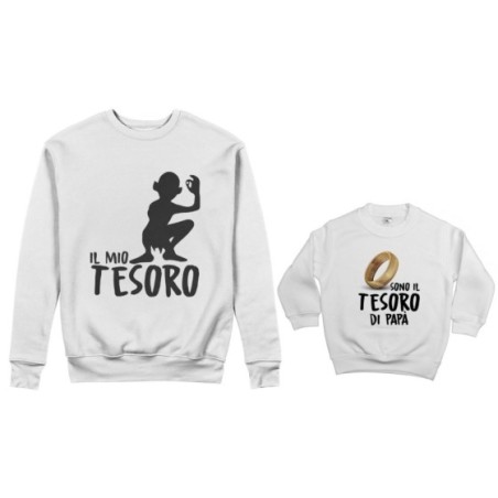Coordinato felpe padre figlio il mio tesoro Per il papà