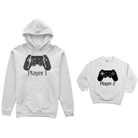 Coordinato felpe padre figlio player one player two playstation Per il papà