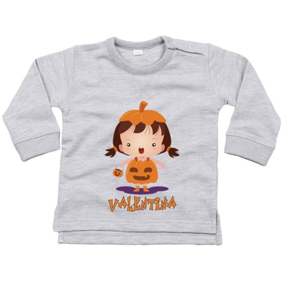 Felpa neonato personalizzata con nome piccola zucca Halloween