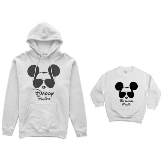 Coordinato felpe padre figlio personalizzato con nome daddy mickey little brother mickey Per il papà 2