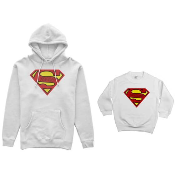 Coordinato felpe padre figlio personalizzato con nomi superman Per il papà