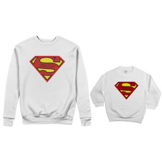 Coordinato felpe padre figlio personalizzato con nomi superman Per il papà 2